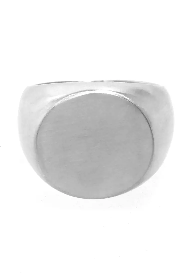 Daisy Cincin Signet Ring Desain Oval Aksesoris Pria Wanita Material Titanium ORIGINAL - Silver Doff