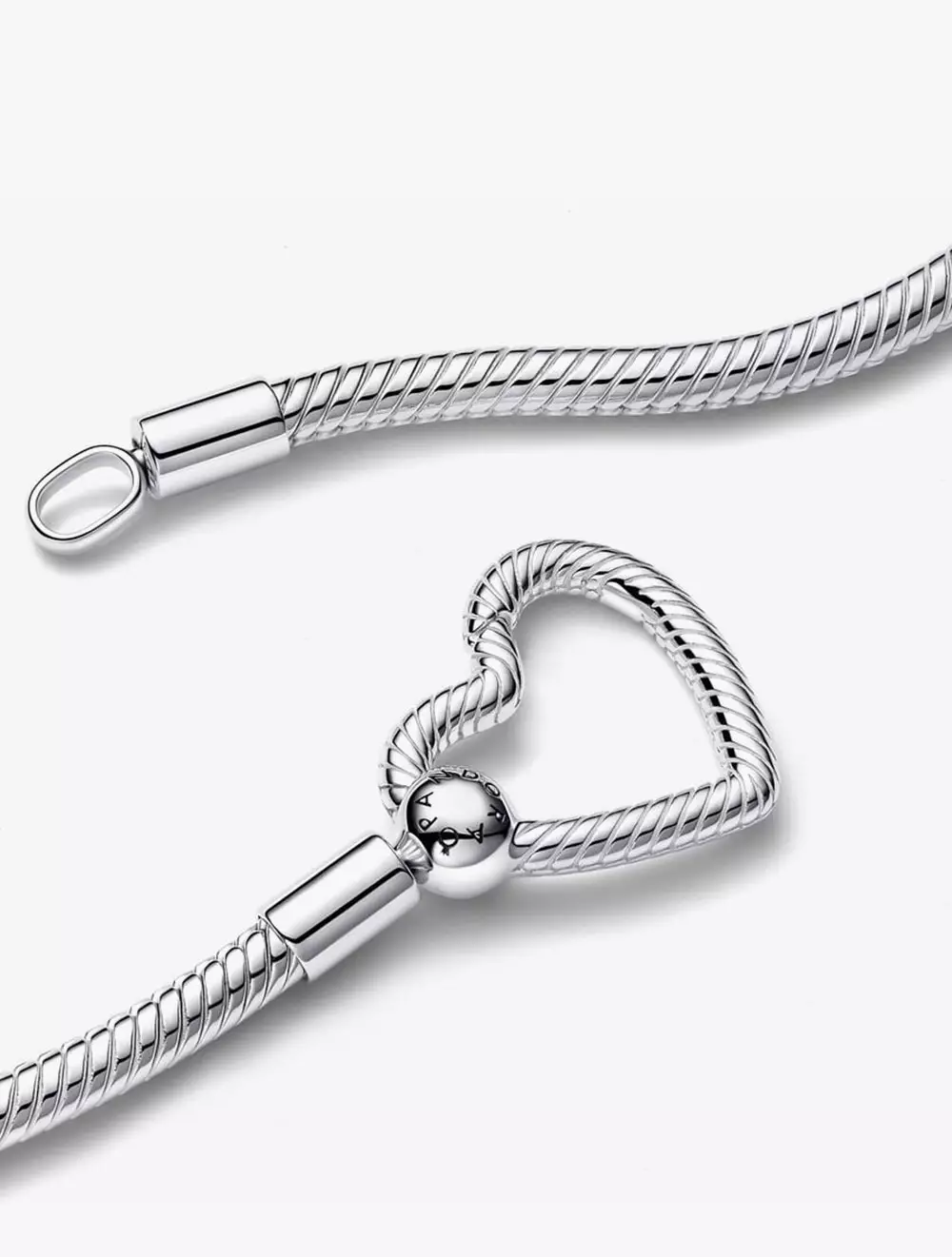 Snake chain sterling silver necklace with heart clasp
