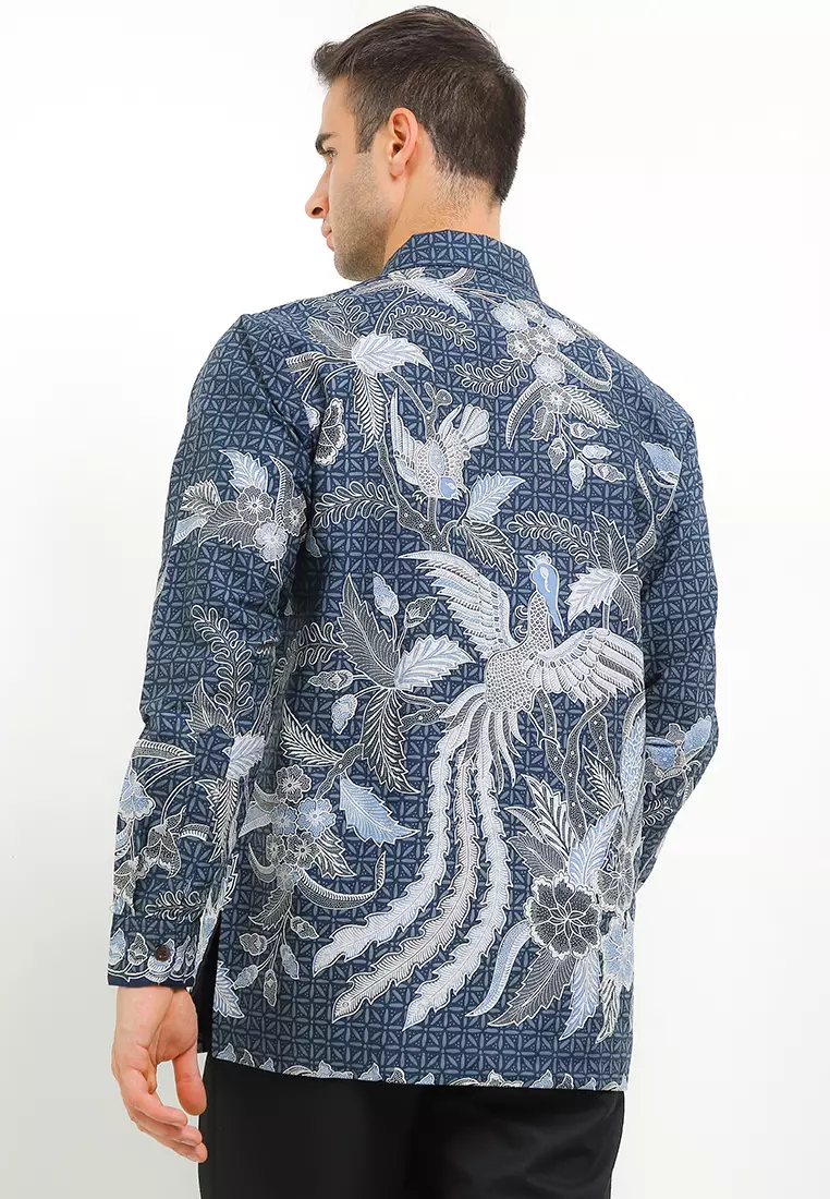 Kemeja Pria Lengan Panjang Batik Furing Jennio Navy