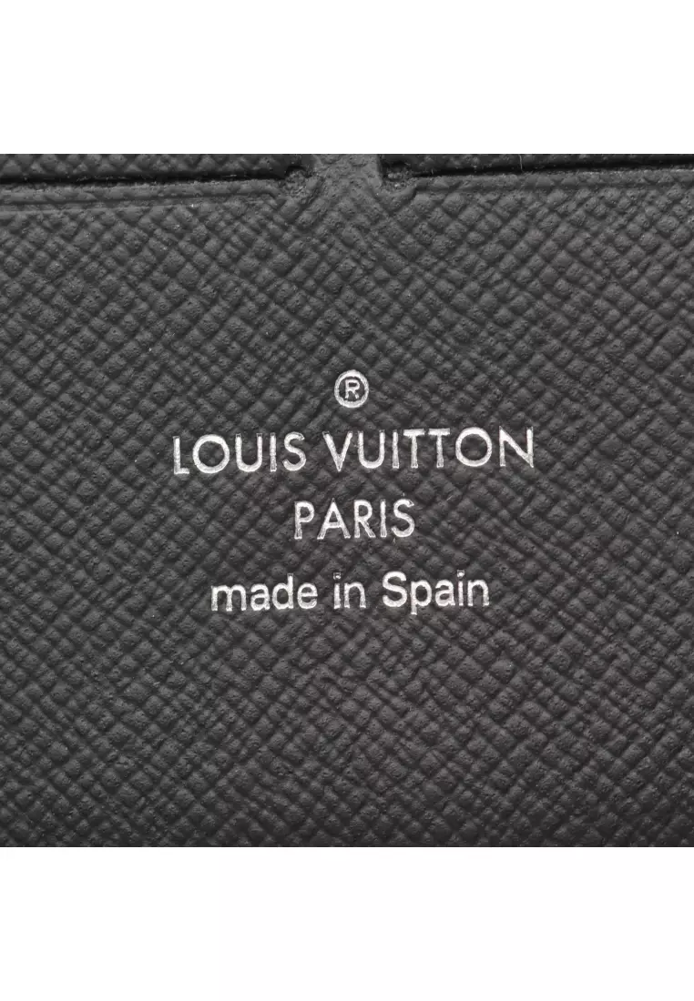 Pre-Loved Louis Vuitton ZIPPY ORGANISER NM Damier Graphite round zipper long wallet PVC black
