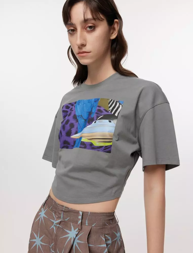 JNBY Women's Cropped Printed T-Shirt