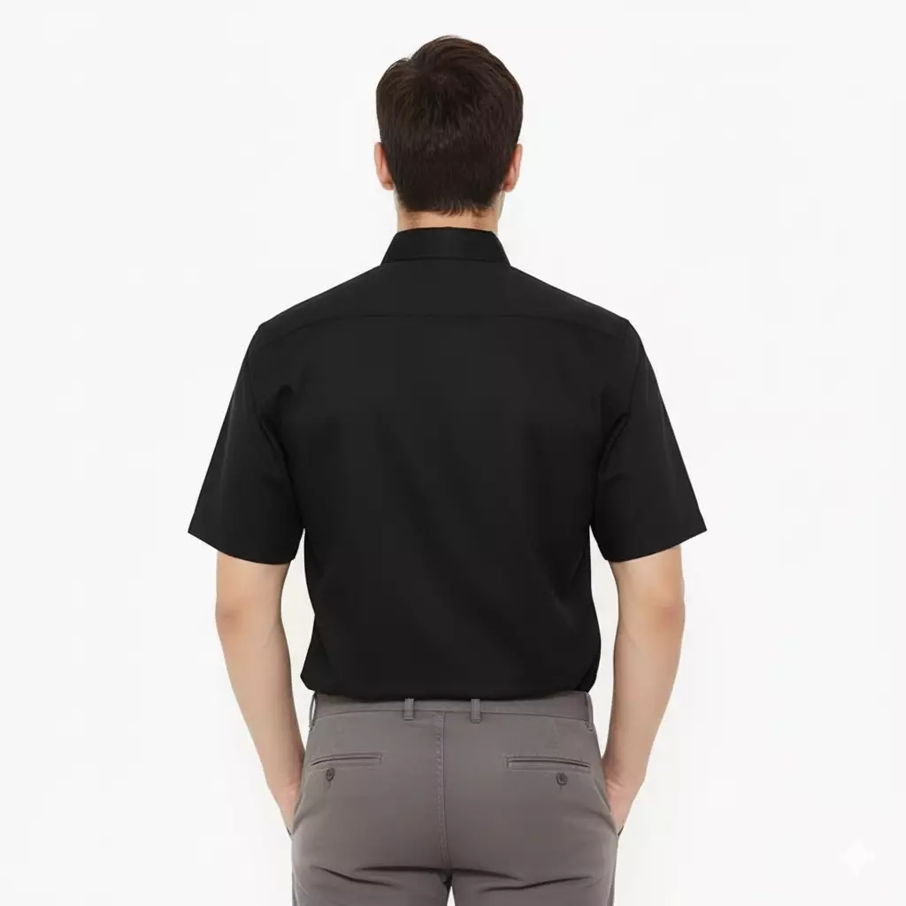 Lawell Kemeja Pria Lengan Pendek Polos Bahan Katun Warna Hitam – CASA