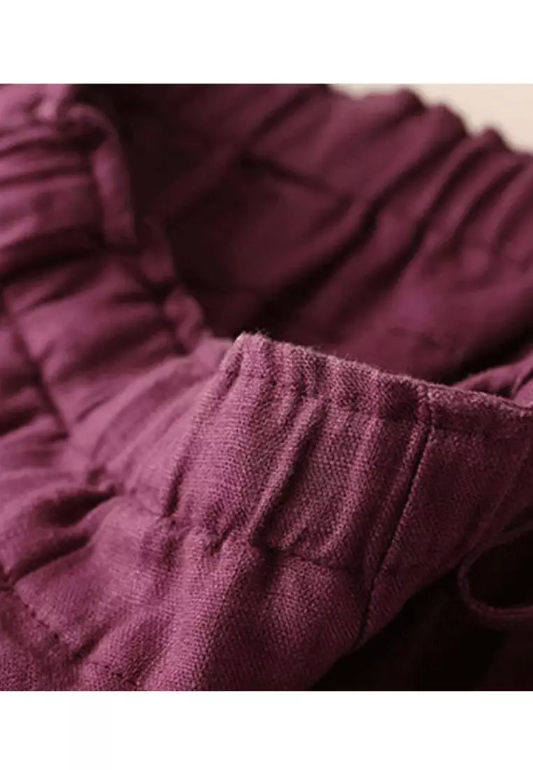 Pituitary Sensation Cotton-flax Wide-legged Pants RZ9026-1