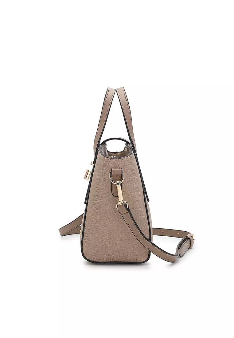 Women's Twist Lock Top Handle Bag / Sling Bag / Crossbody Bag (Tas Selempang Wanita / Tas Tangan Wanita) - Krem