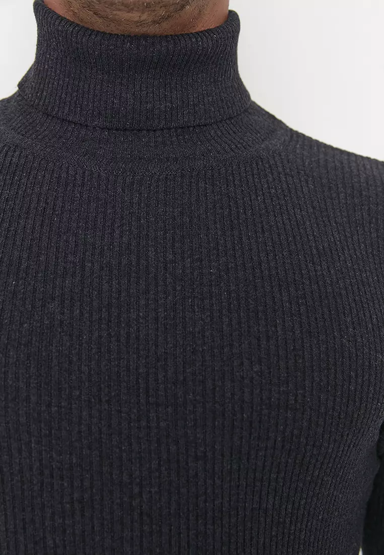 Slim Fit Turtleneck Corduroy Knit Sweater