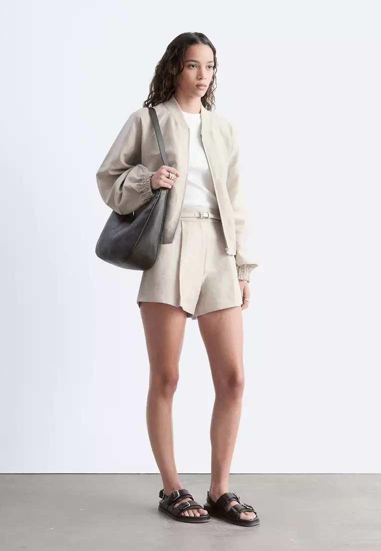 Pleated Linen-Blend Shorts