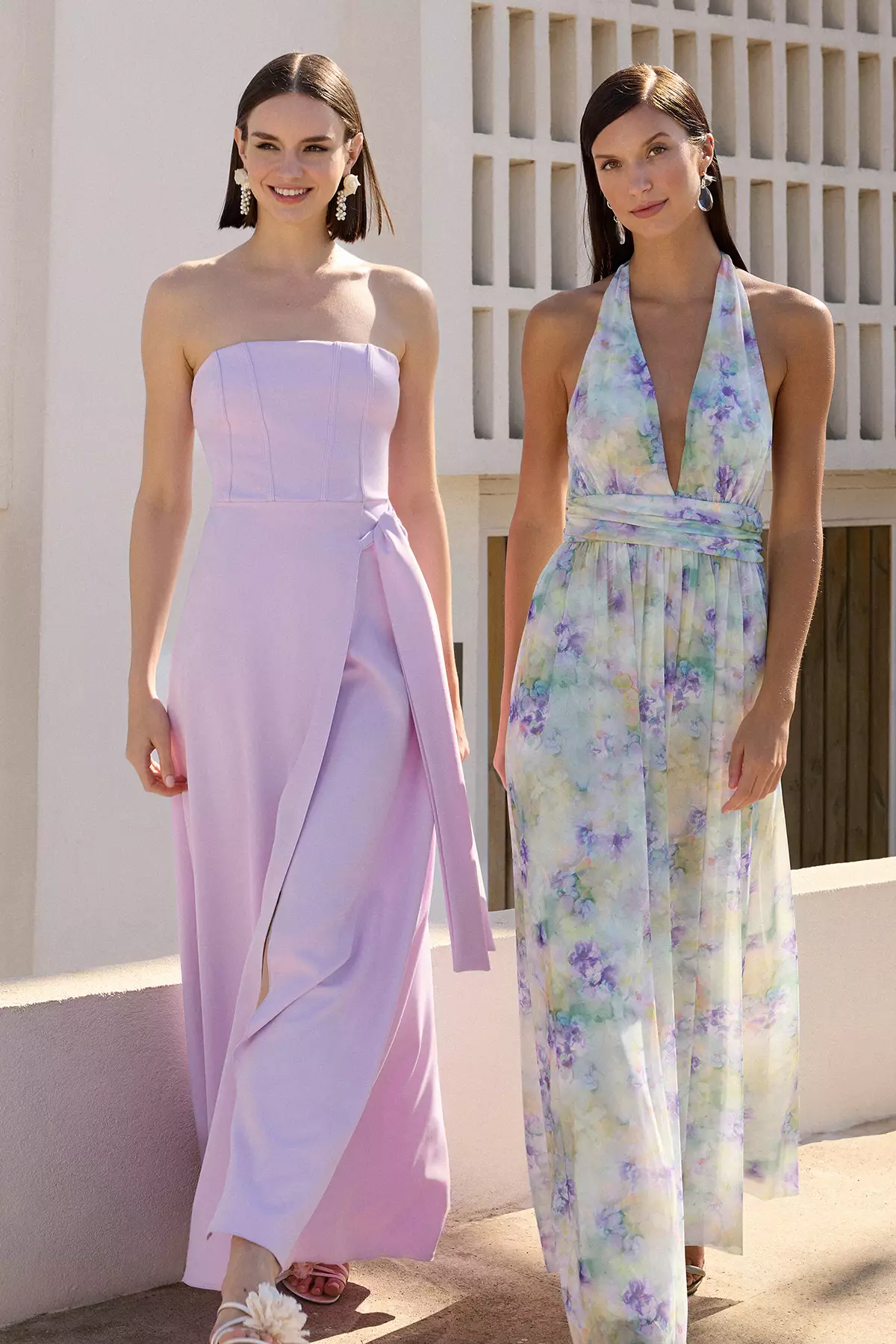 Lilac Strapless Back Detailed Woven Long Elegant Evening Night Graduation Dress TPRSS25AE00082