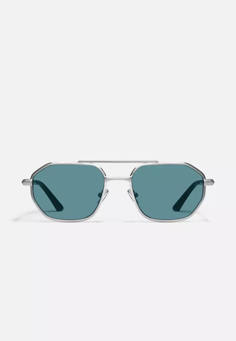 En Route Sunglasses - Brushed Silver/Turquoise