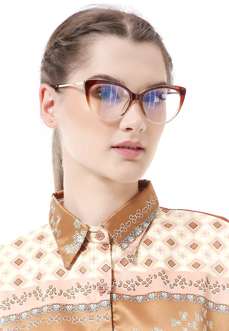 Kiano Kacamata Wanita Anti Radiasi Glasess Frame Material Plastic ORIGINAL - Brown Transparent