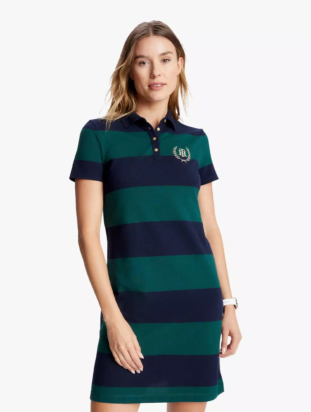 TOMMY HILFIGER TH CREST LOGO RUGBY POLO DRESS Hunter