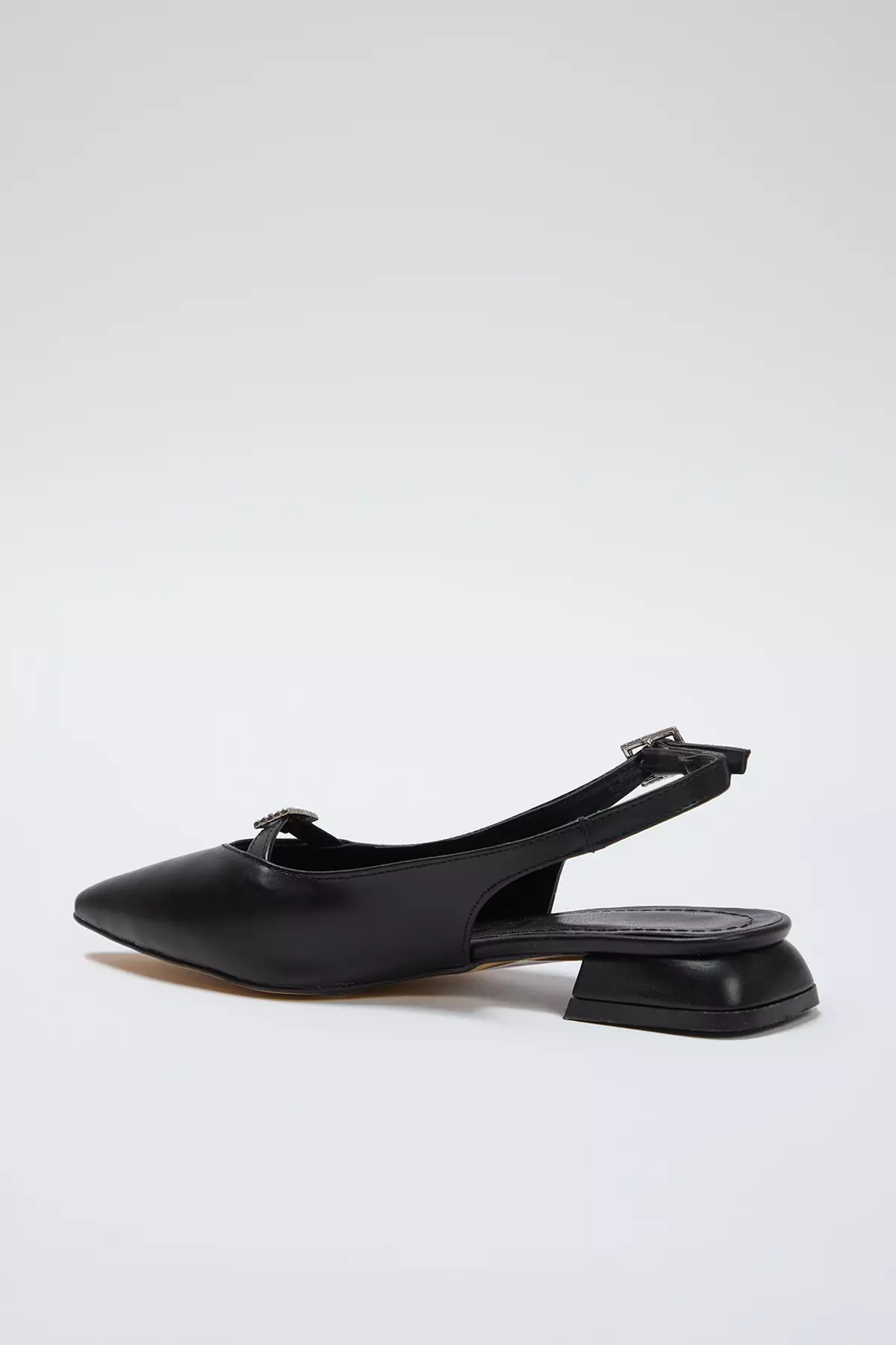 Pointed Toe Open Back Women's Ballerinas With Black Stone Accessories Takss25Be00007