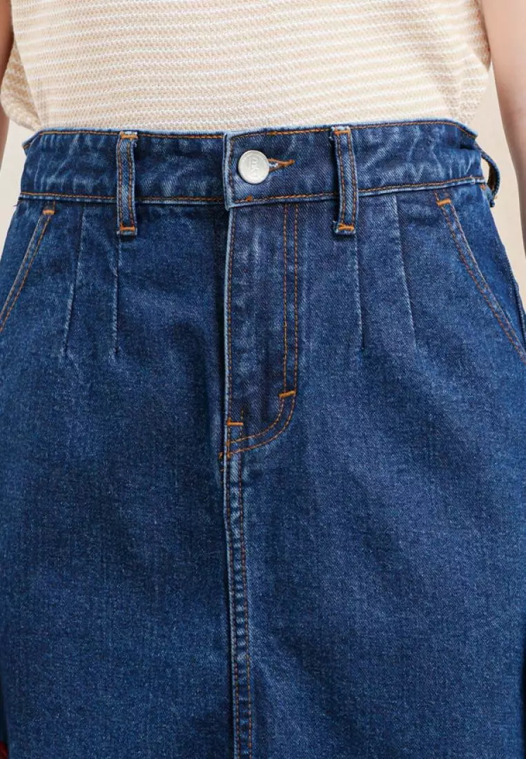 Dasha Midi Skirt Jeans in Navy