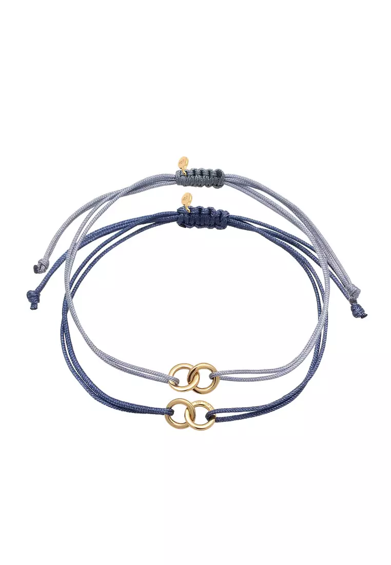 Gelang Perhiasan Perak 925 Wanita Circle Nylon Steel Blue and Marine Blue Gold Plated