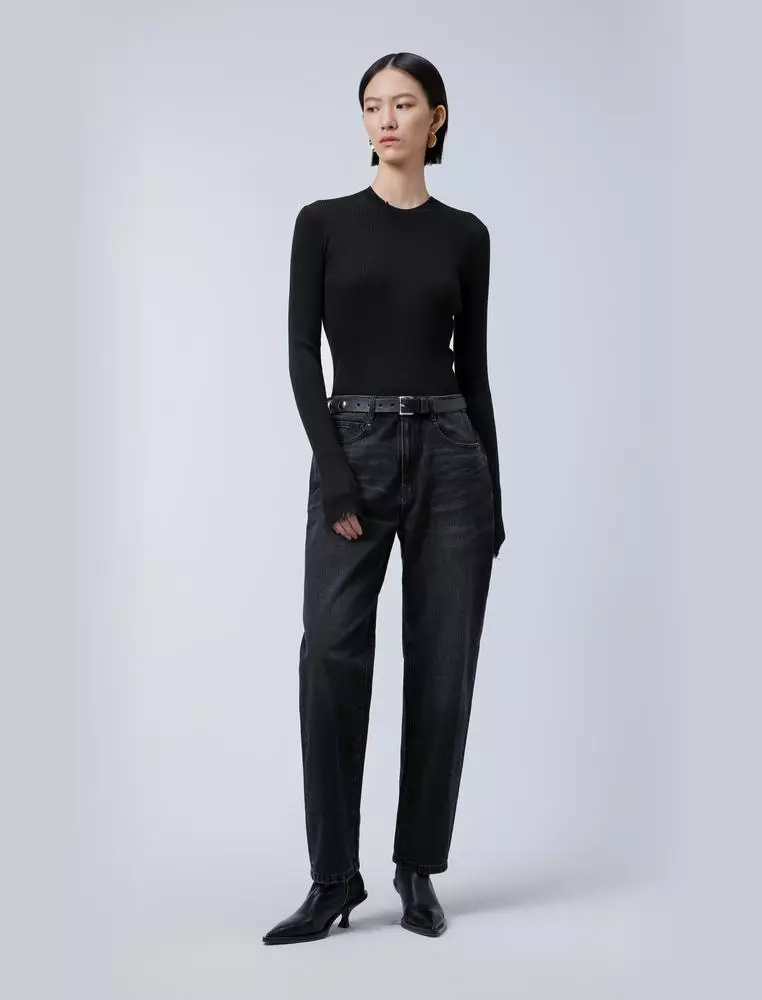 Fitted Denim Long Pants