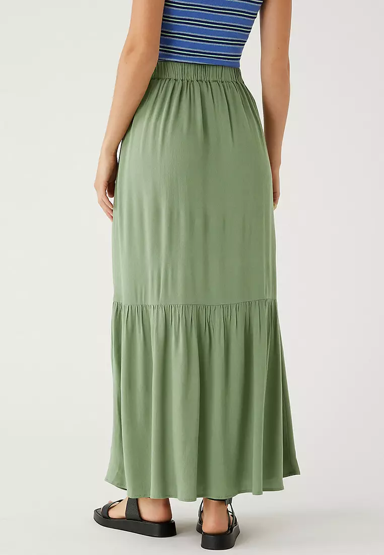 Jual Marks & Spencer Tie Waist Maxi Tiered Skirt Original 2024 | ZALORA ...