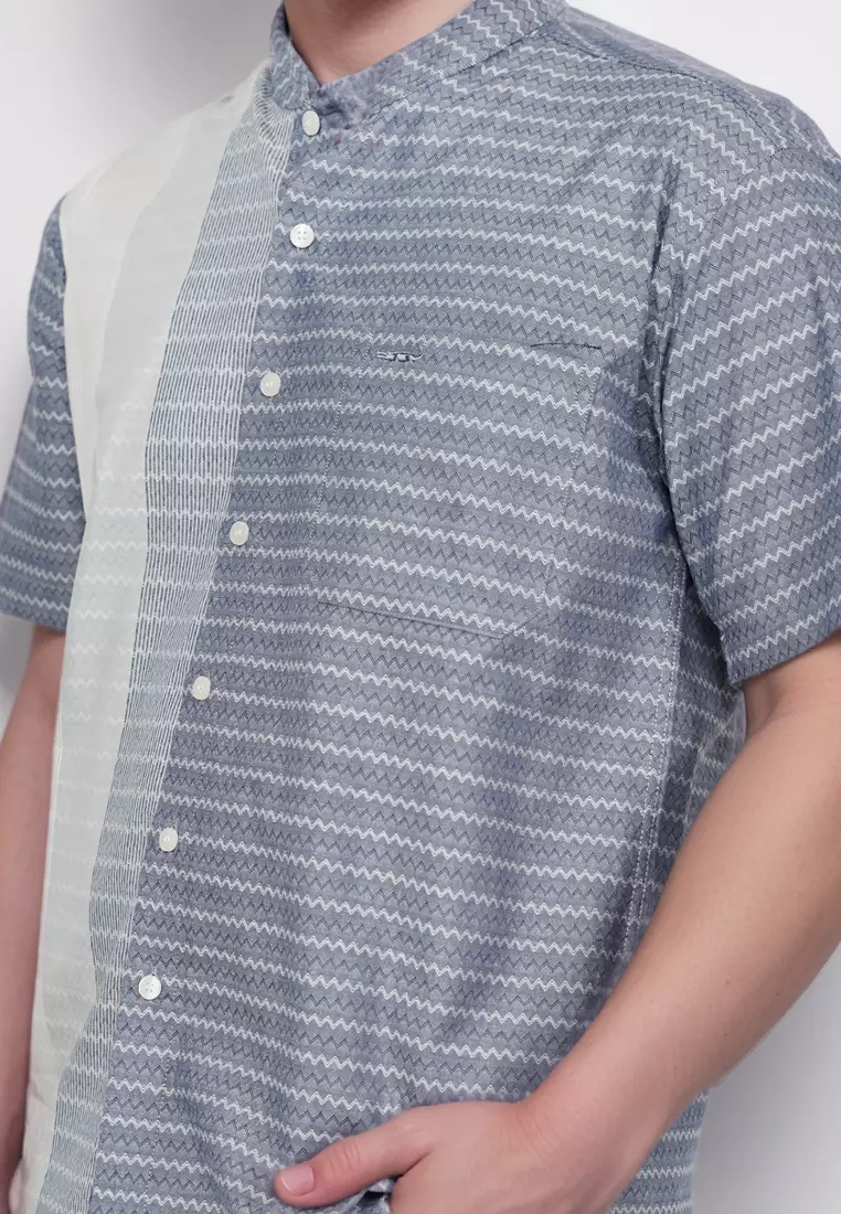 Crocodile KOKO Katun | Lengan Pendek Corak Kontemporer Kemeja | Relax Fit 1159