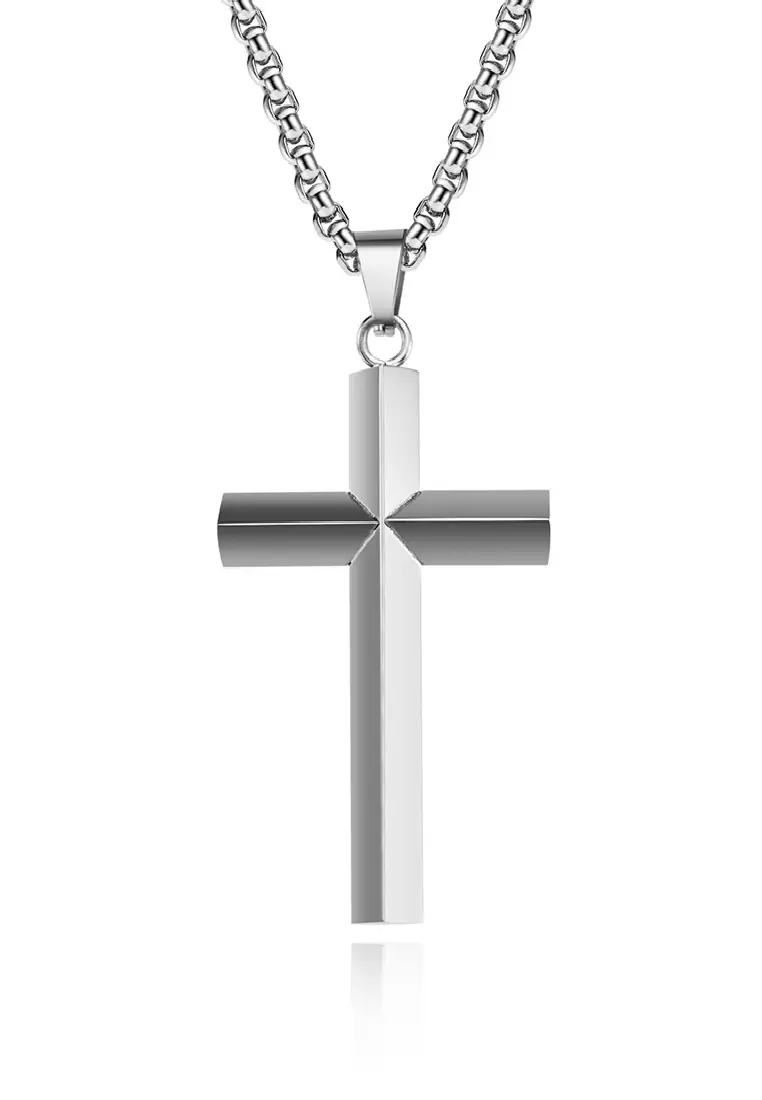 Mens cross sale necklace stainless steel