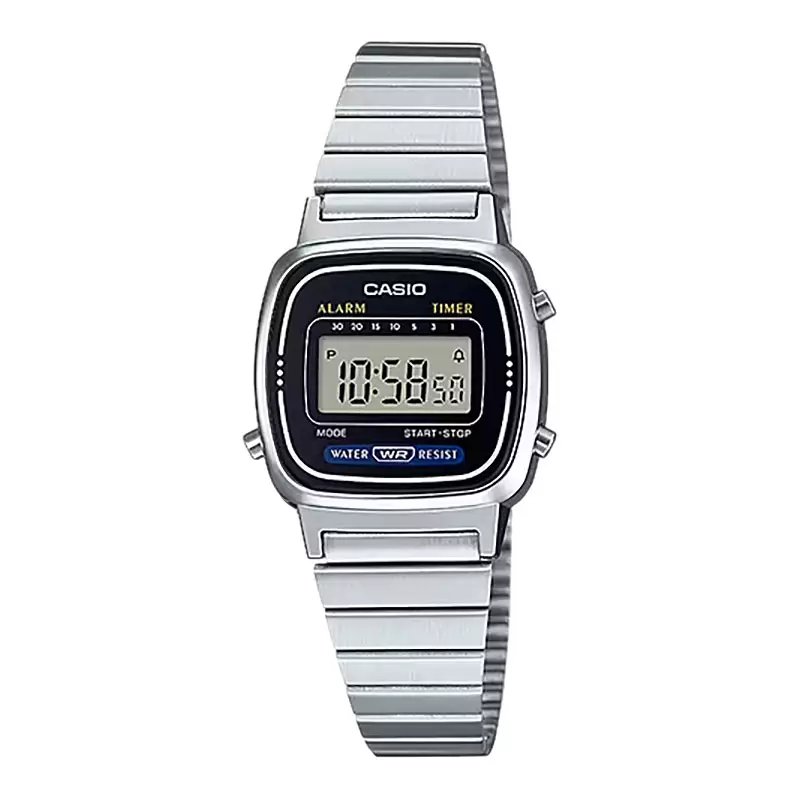 Jam Tangan Wanita Digital Casio Standard LA670WA-1DF LA670 LA670W Digital Dial Stainless Steel Band