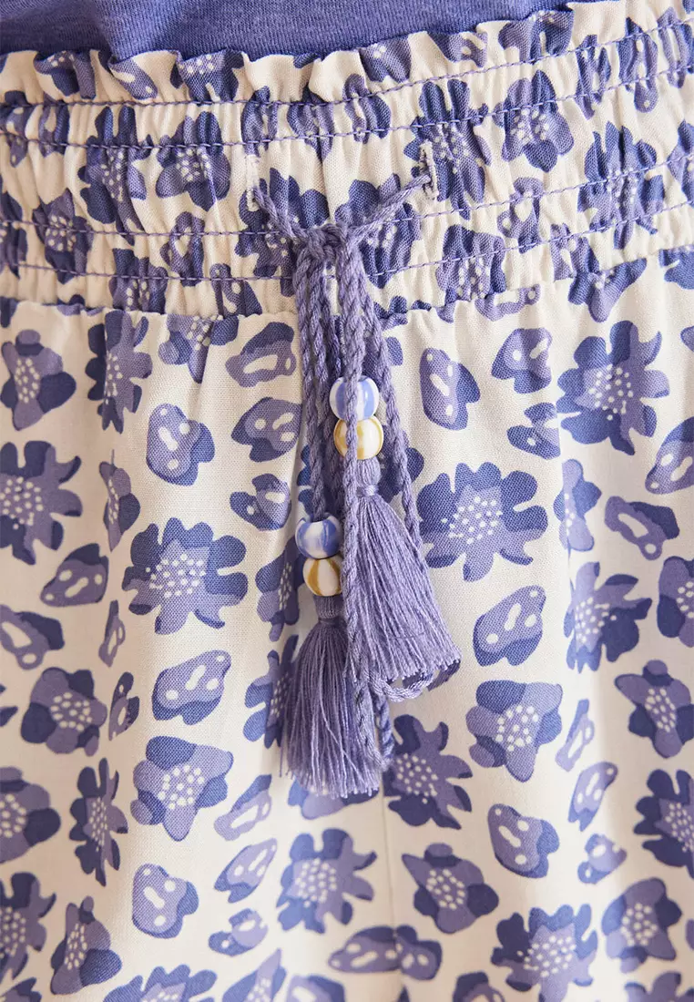 Blue Floral Print Shorts