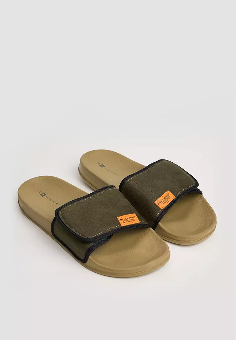 Men's Velcro Slides with Contrast Outsole