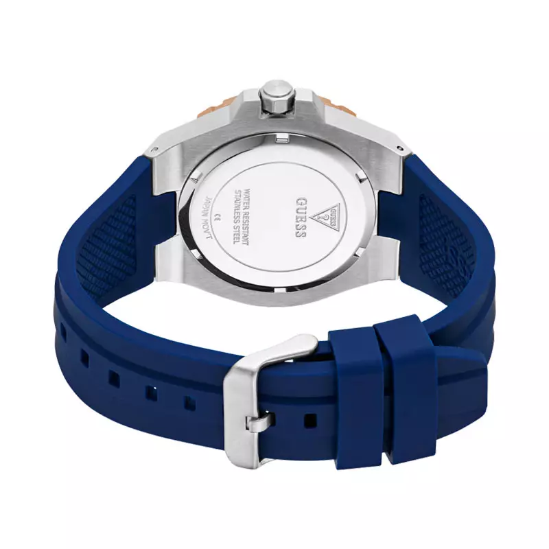 Jam Tangan Pria Guess GW0906G3 Men Blue Dial Blue Silicone Strap