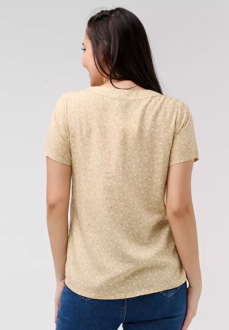 Woven Printed Rayon Short Sleeves Blouse