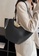 Lara black Women's Plain PU Leather Drawstring Tote Bag Shoulder Bag - Black C6059AC3C7CC4EGS_4