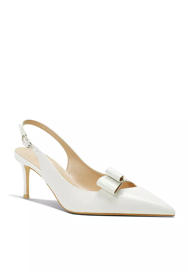 6CM Bow Knot Pointed Slingback Mid Heels HZL287