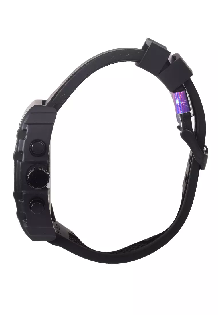 Viral Jam Tangan Analog Pria - Black Case Black Rubber Strap - VR012