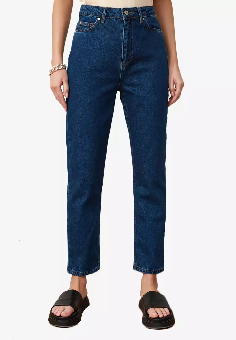 Trendyol Navy High Waist Mom Jeans 2024 Buy Trendyol Online ZALORA