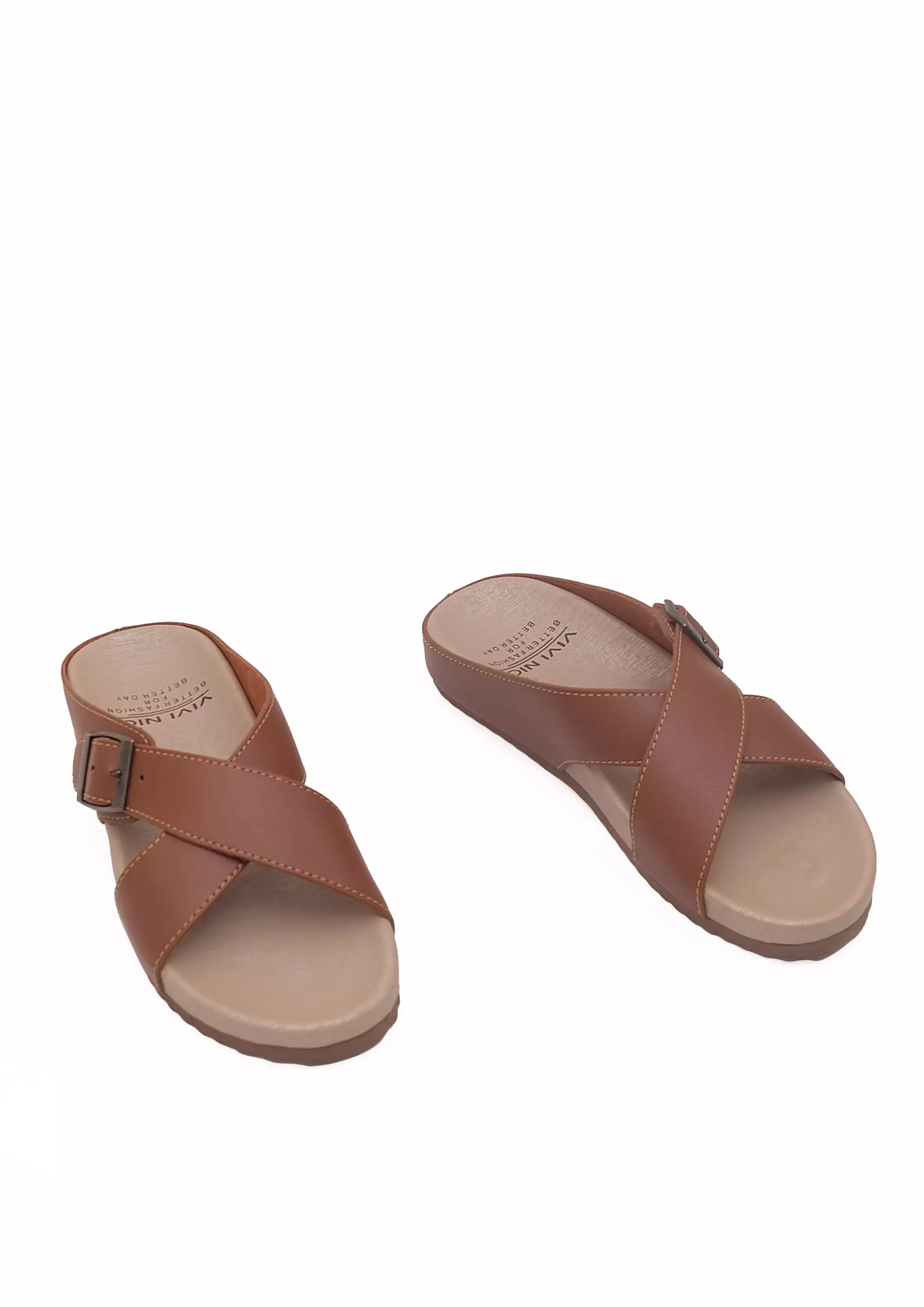 VIVI NICI - Kaiya Sandal Wanita Teplek L.Brown
