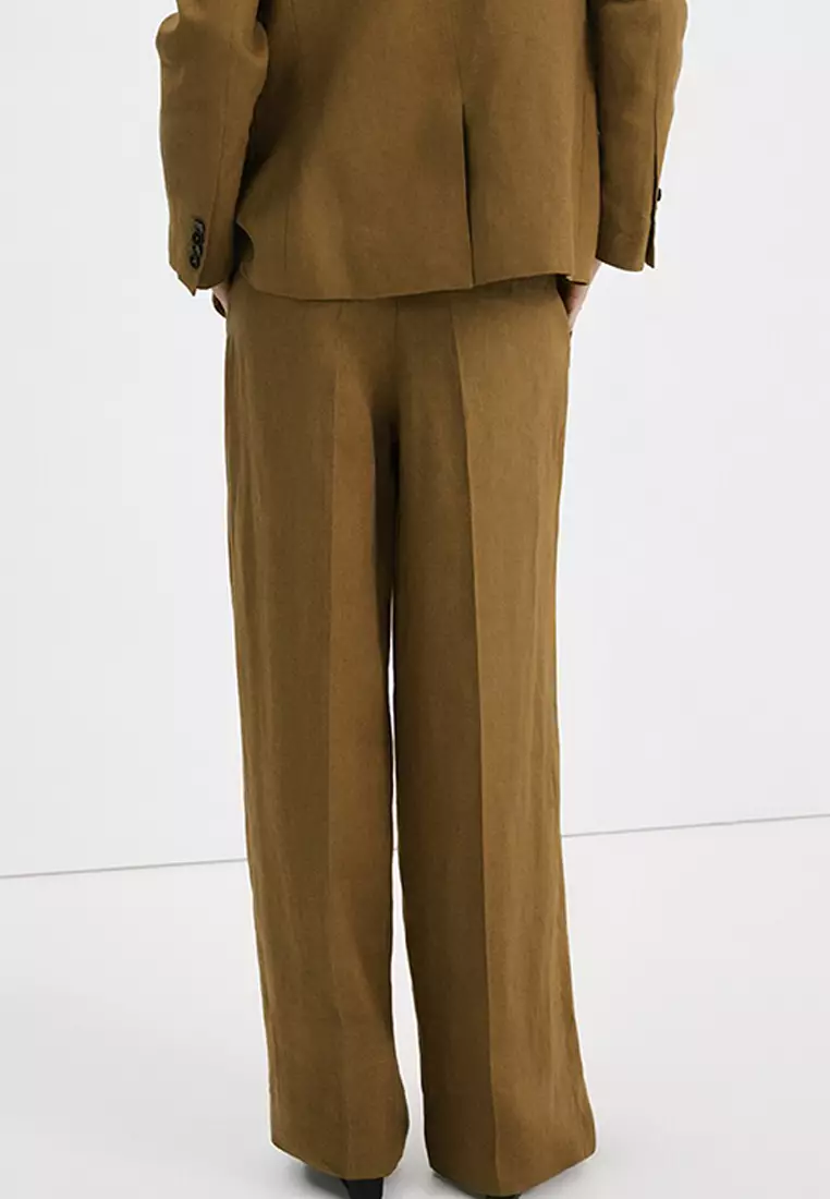 Straight-Fit Linen Suit Trousers
