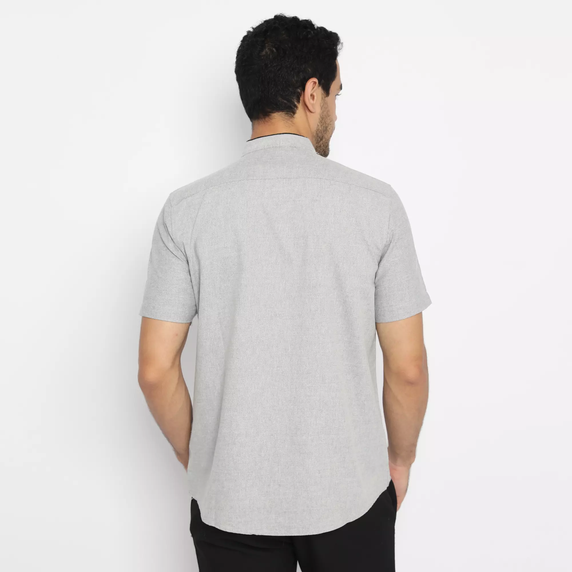 Platini Kemeja Koko Pria Lengan Pendek Katun Oxford Abu 931110