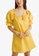 Love, Ara yellow Mirabel Mustard Square Neck Bow Bust Puff Sleeves Loose Mini Dress BAC1CAA3693D1BGS_3
