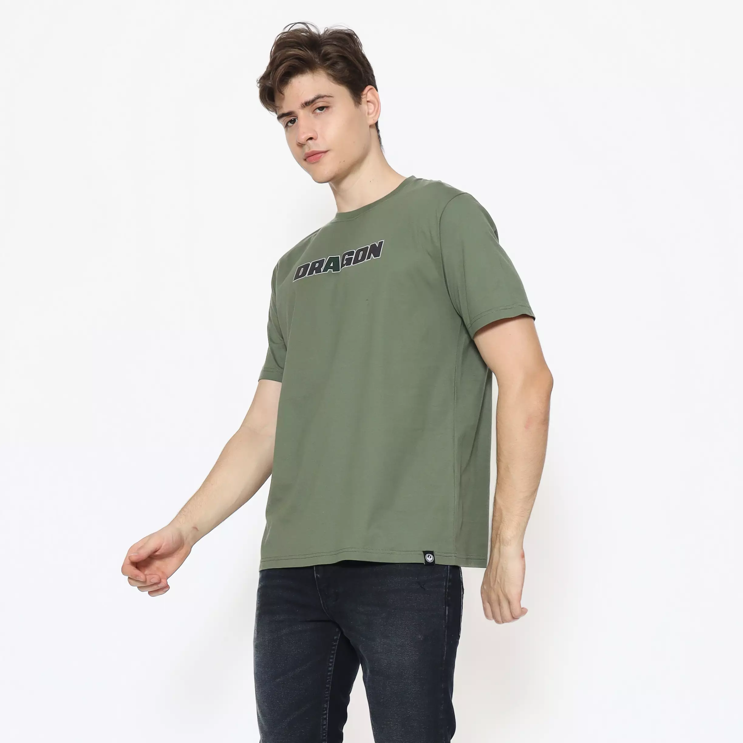 Dragon Kaos Lengan Pendek Heather Men Tee Olive Planet Surf