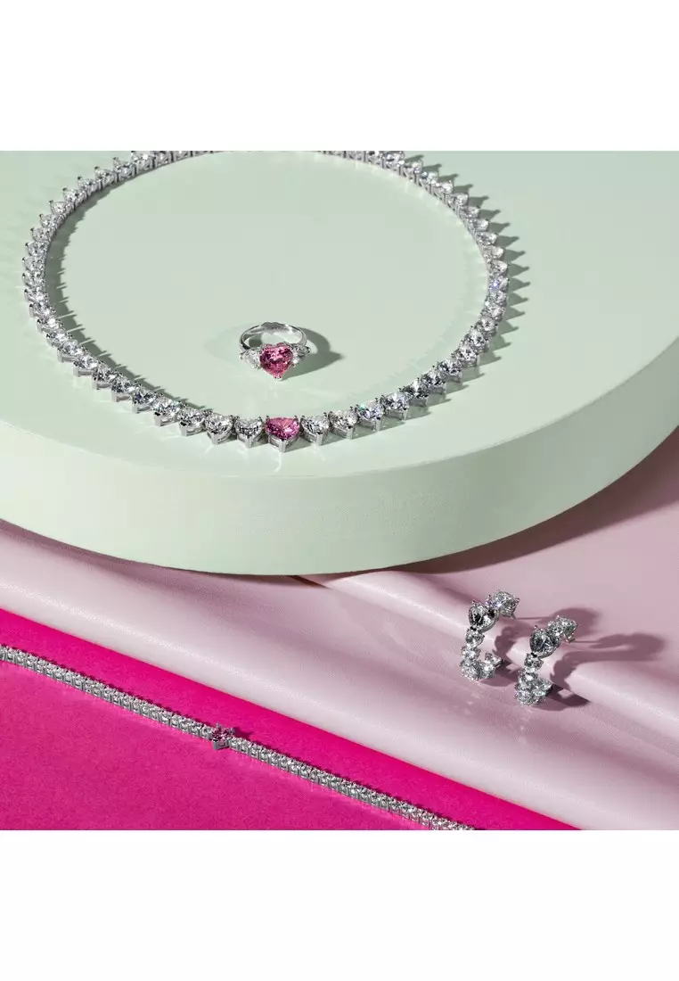 Chiara Ferragni Diamond Heart 38.5+1cm Pink, White Women's Heart Necklace J19AUV02