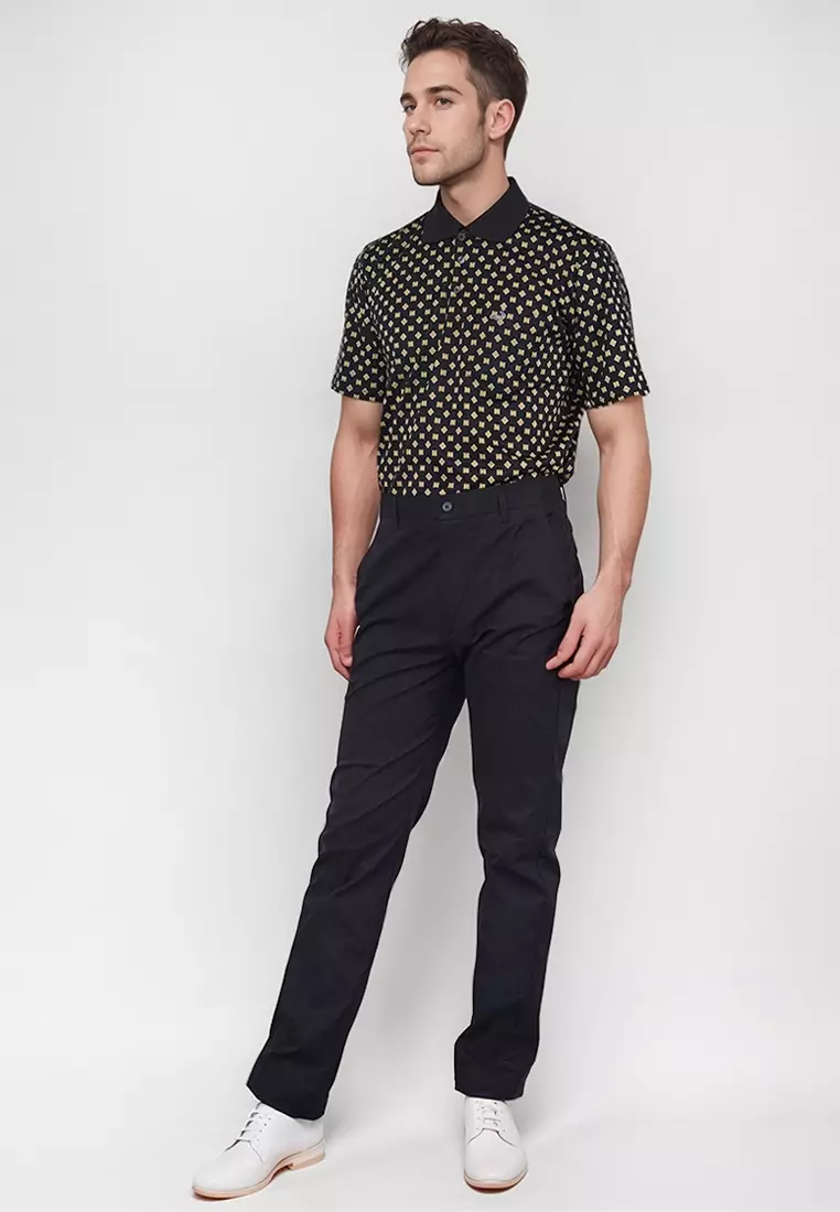 Crocodile Celana Panjang Katun | Pria Men Long Pants | 48 Black 01
