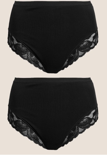 MARKS & SPENCER black M&S 2pk Firm Control High Leg Knickers 1A4A1US84F7D65GS_1