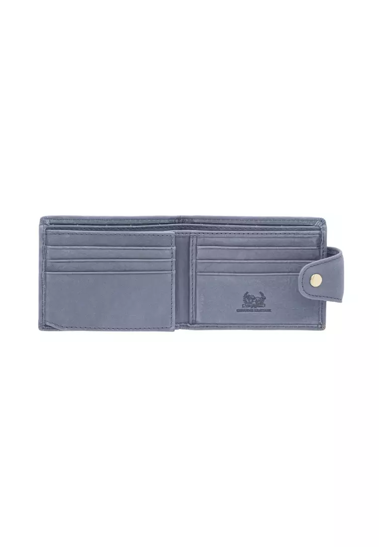 LancasterPolo Top Grain Cow Leather RFID Protection Bifold Short Men Wallet with Snap Closure PWB 20869 (Full Card Slots)