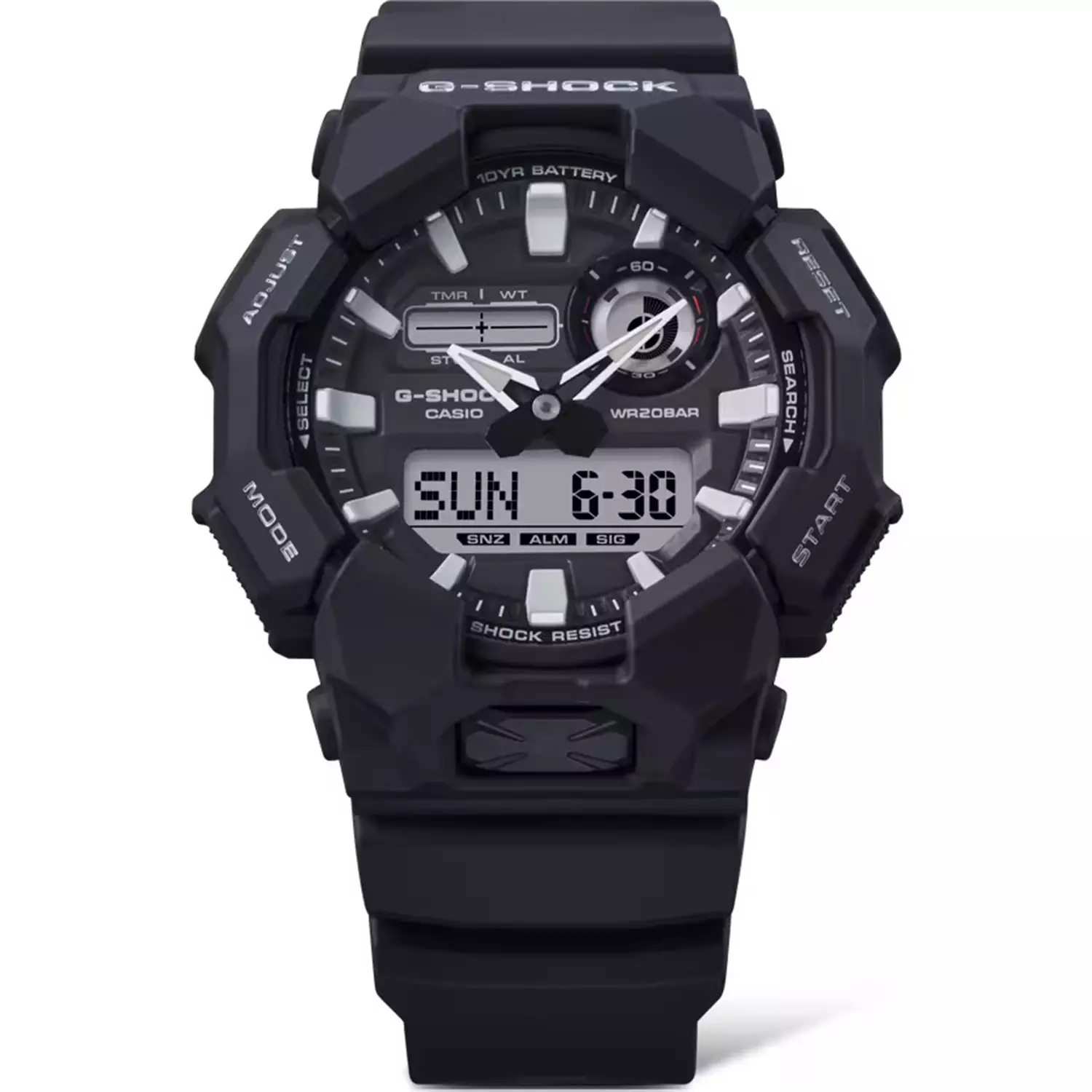 Casio G-shock GA-010-1A - Jam Tangan Analog Digital Pria - White Dial - Black Resin Band
