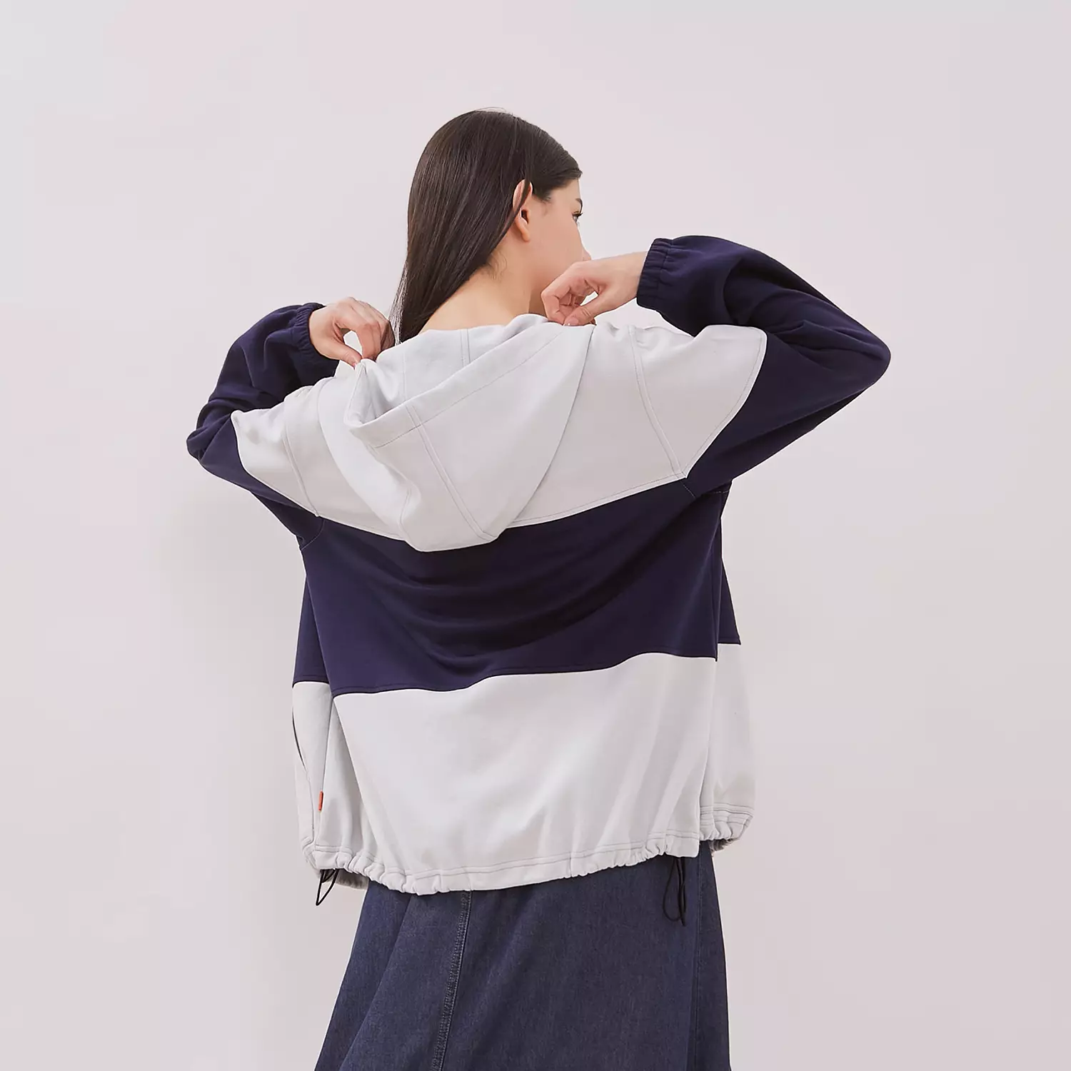 DUST Jaket Hoodie Unisex Color Blok Taka LT.Grey Navy (D.5403-U)