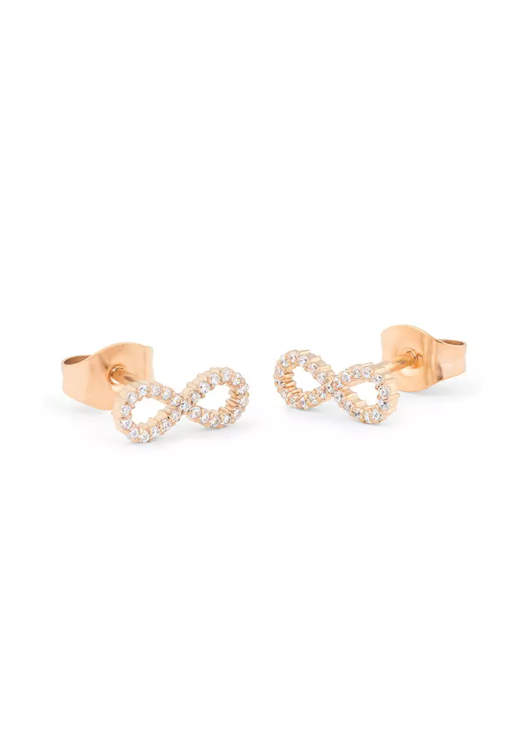 Mirelle Infinity Earring Rose Gold Unisex Earrings for women and men stainless steel crystal Earrings DW Official Authentic Original perempuan lelaki DW