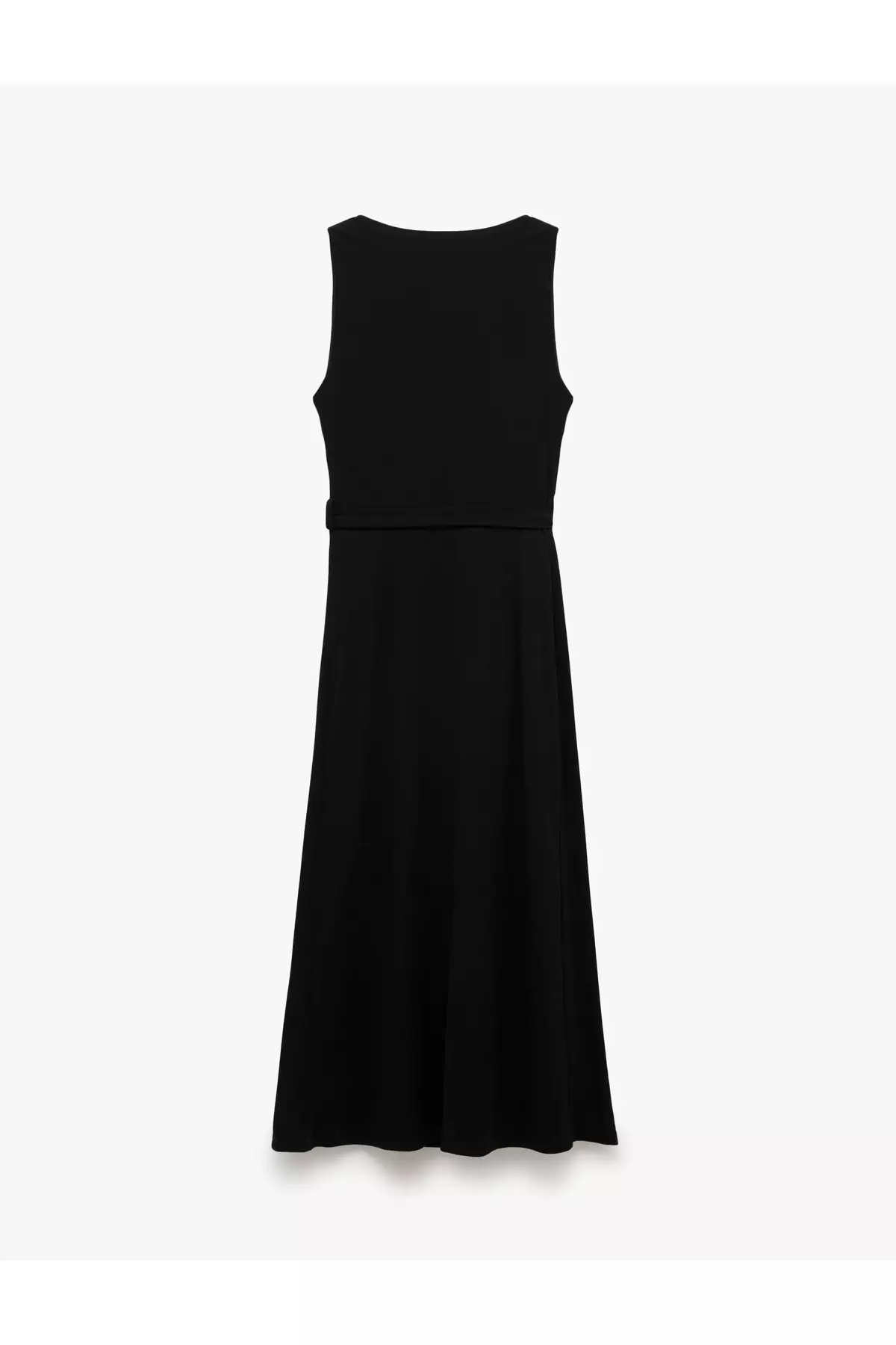 Sleeveless V Neck Long Double Breasted Dress With Metal Accessories Detail