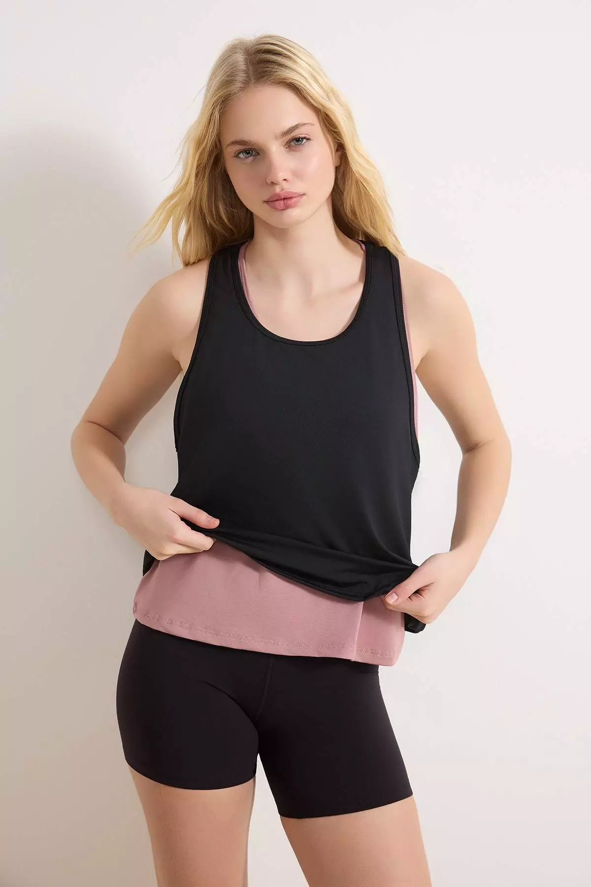 Black-Dry Rose 2-Piece Micro Fabric Knitted Sports T-Shirt Thmss26Ts1