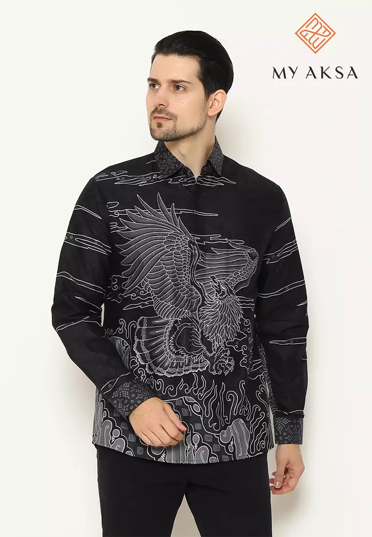 My Aksa Batik Pria Kemeja Panjang Furing Eagle
