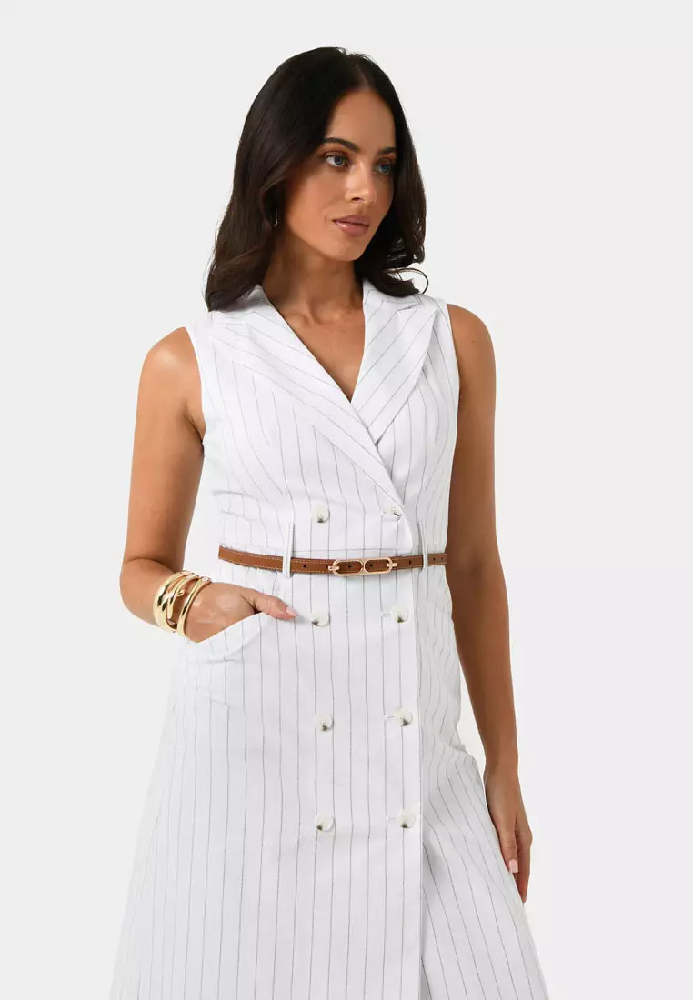 Ria Stripe Cotton Blend Dress