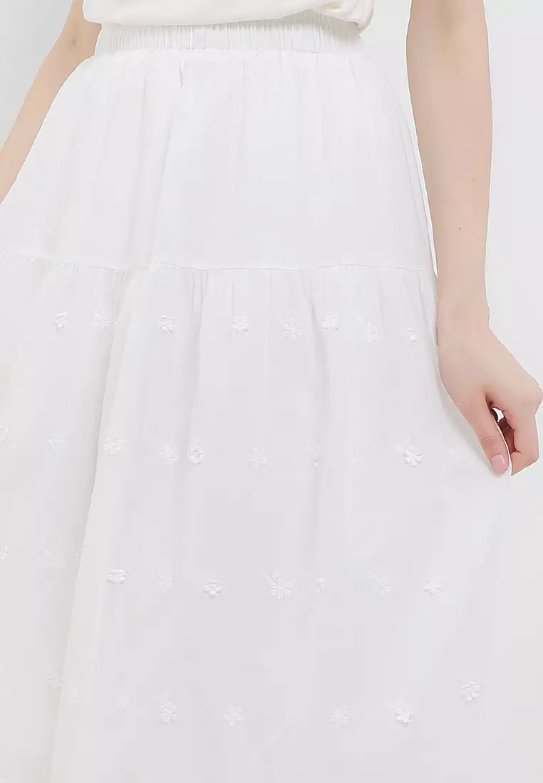 2 Tiers Eyelet 3D Flo Maxi Cotton Skirt