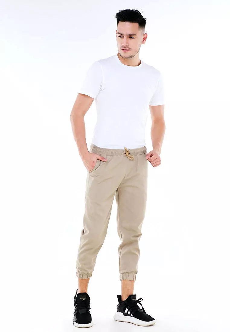 Locko Celana Panjang Sirwal Pria Simple Plain Casual Long Pants Material Baby Canvas ORIGINAL - Cream