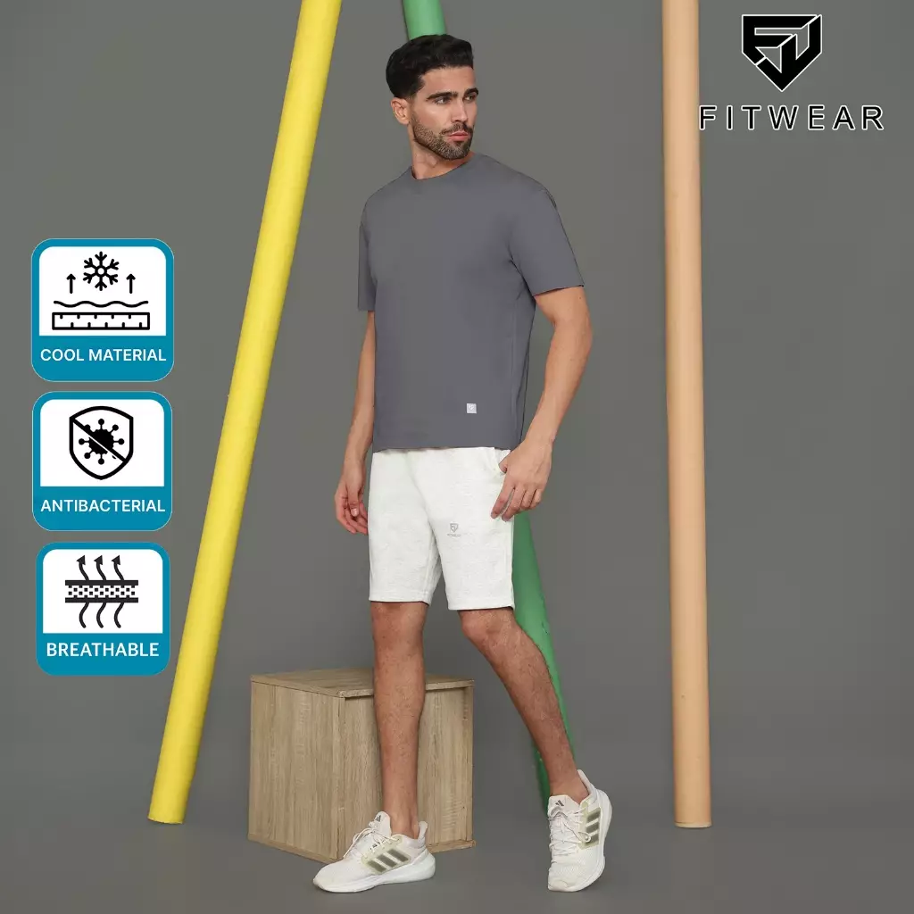 Fitwear Kaos Olahraga Pria Fitwear STEVE LASER CUT ANTI BACTERIAL - ANCHOR GRAY