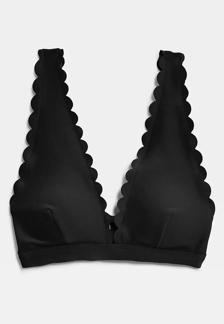 Neoprene Padded Scallop Plunge Bikini Top